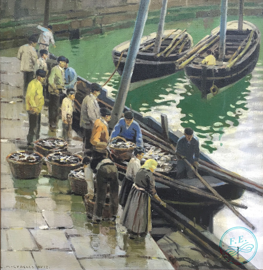 Puerto-de-pescadores-Enrique-Martínez-Cubells-Madrid-1874-Málaga-1947